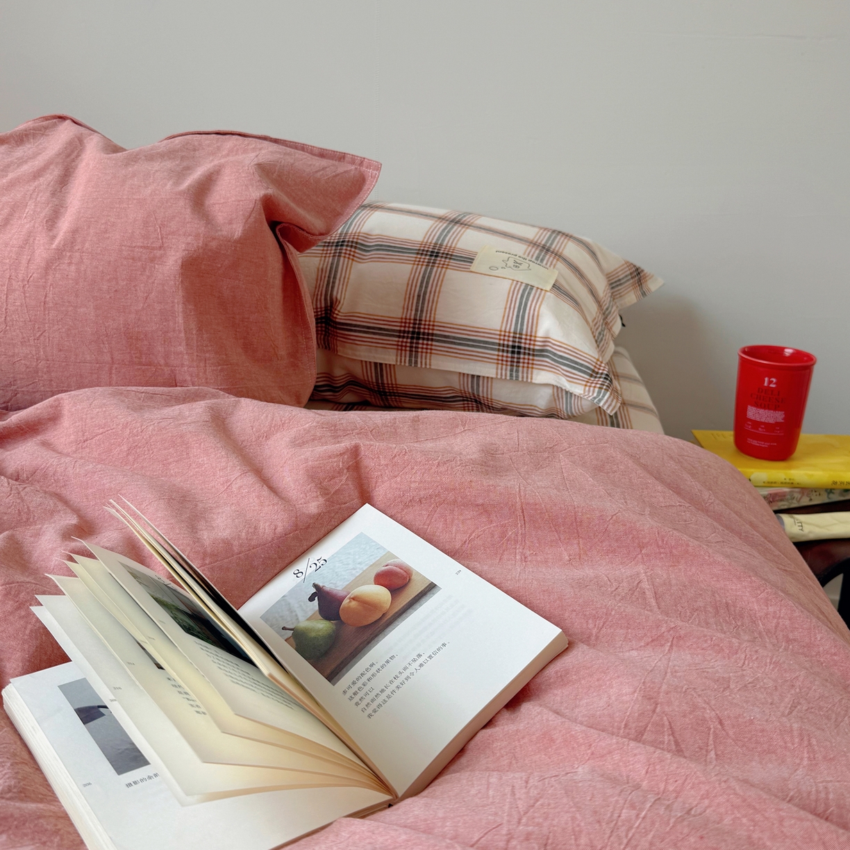 91家纺网 家纺一手货源 找家纺 觅糖家纺 2026新款ins水洗棉全棉纯棉格子款双针款四件套（会员-5） ins枫糖格