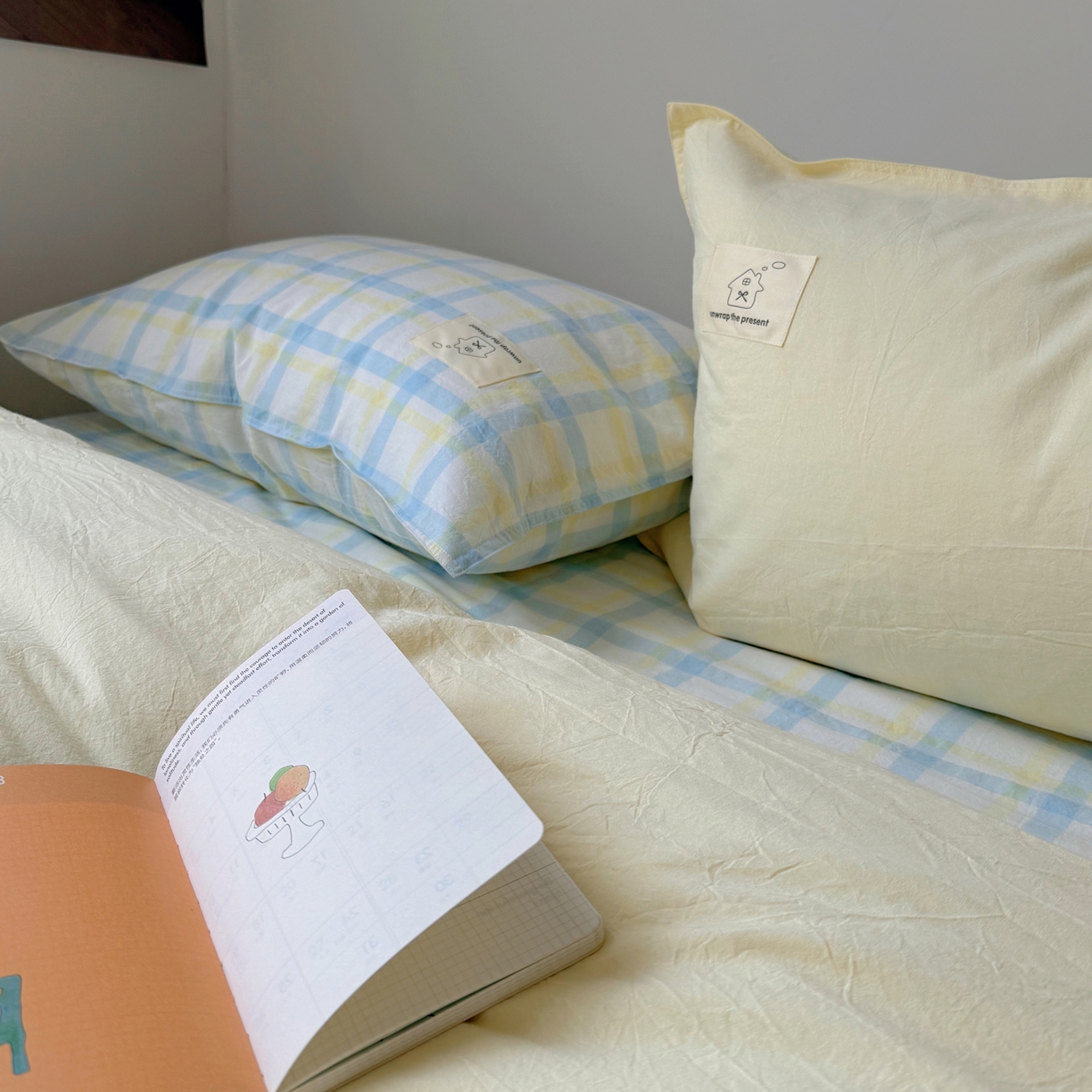 91家纺网 家纺一手货源 找家纺 觅糖家纺 2026新款ins水洗棉全棉纯棉格子款双针款四件套（会员-5） ins晴天蓝格