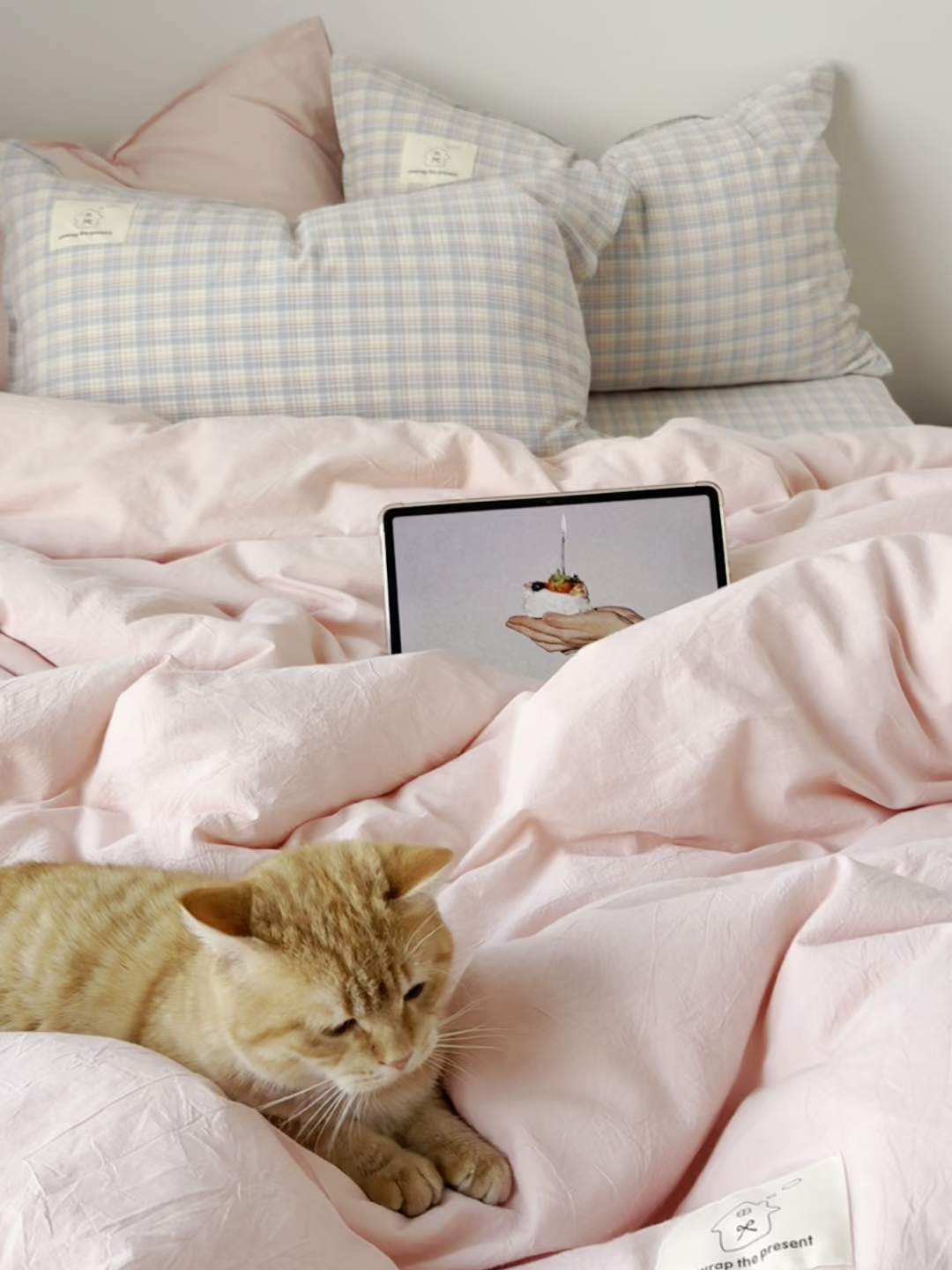 91家纺网 家纺一手货源 找家纺 （总）觅糖家纺 2026新款ins水洗棉全棉纯棉格子款双针款四件套（会员-5）