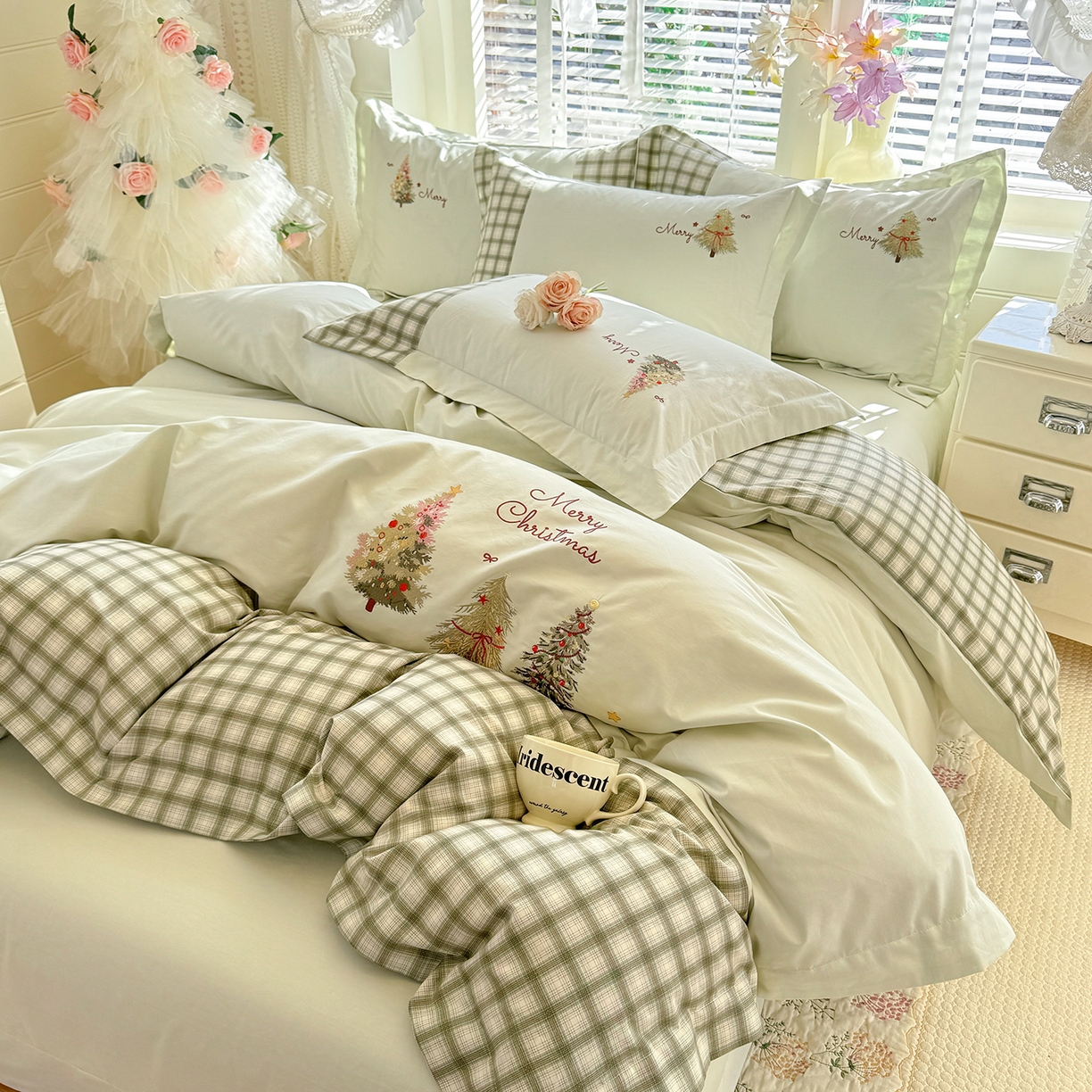 91家纺网 家纺一手货源 找家纺 （总）艾唯希家纺 2026新款优质全棉纯棉工艺刺绣四件套幸运树