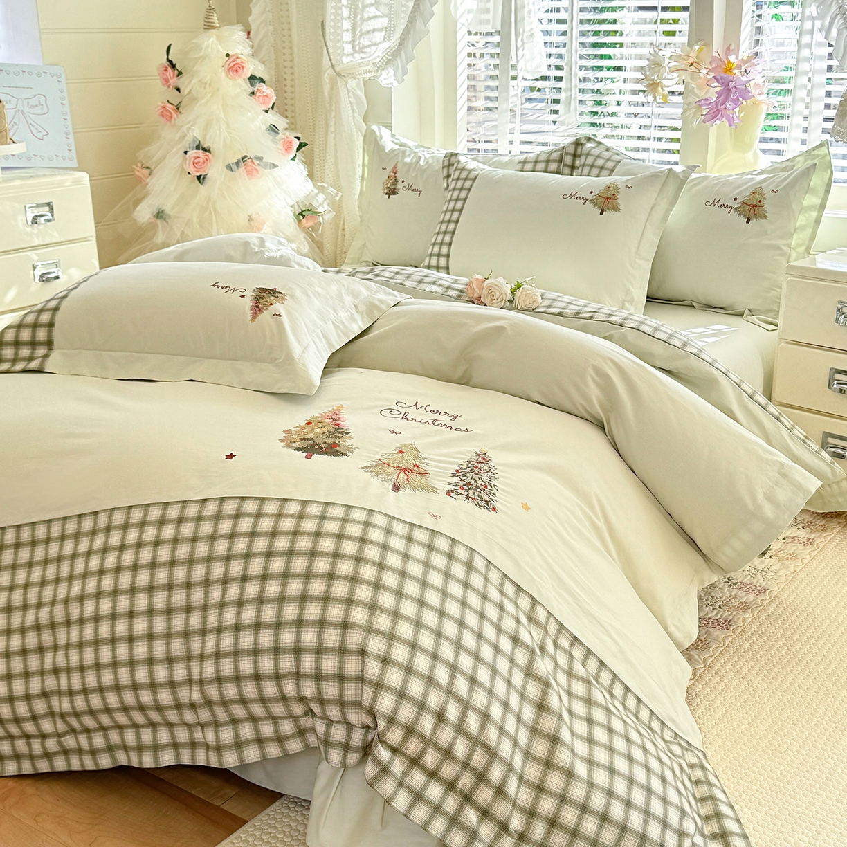 91家纺网 家纺一手货源 找家纺 （总）艾唯希家纺 2026新款优质全棉纯棉工艺刺绣四件套幸运树