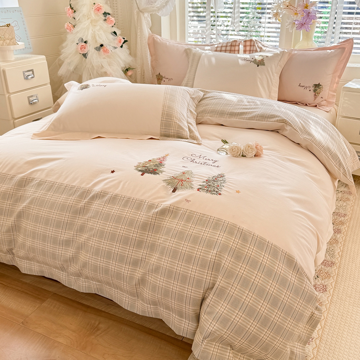 91家纺网 家纺一手货源 找家纺 （总）艾唯希家纺 2026新款优质全棉纯棉工艺刺绣四件套幸运树