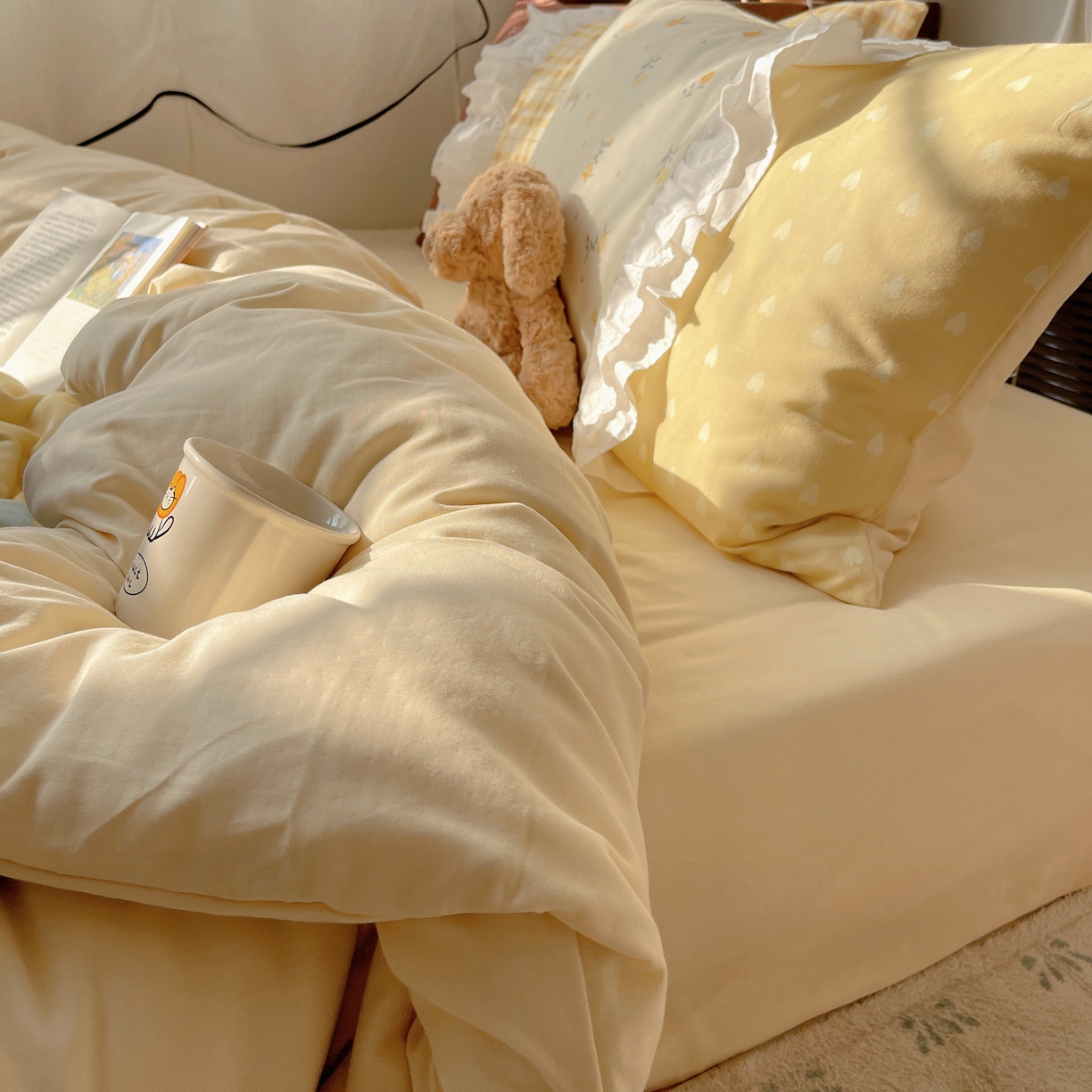 91家纺网 家纺一手货源 找家纺 觅糖家纺 2026新款全棉纯棉双层纱梦幻花边系列四件套（会员-5） 迷雾森林