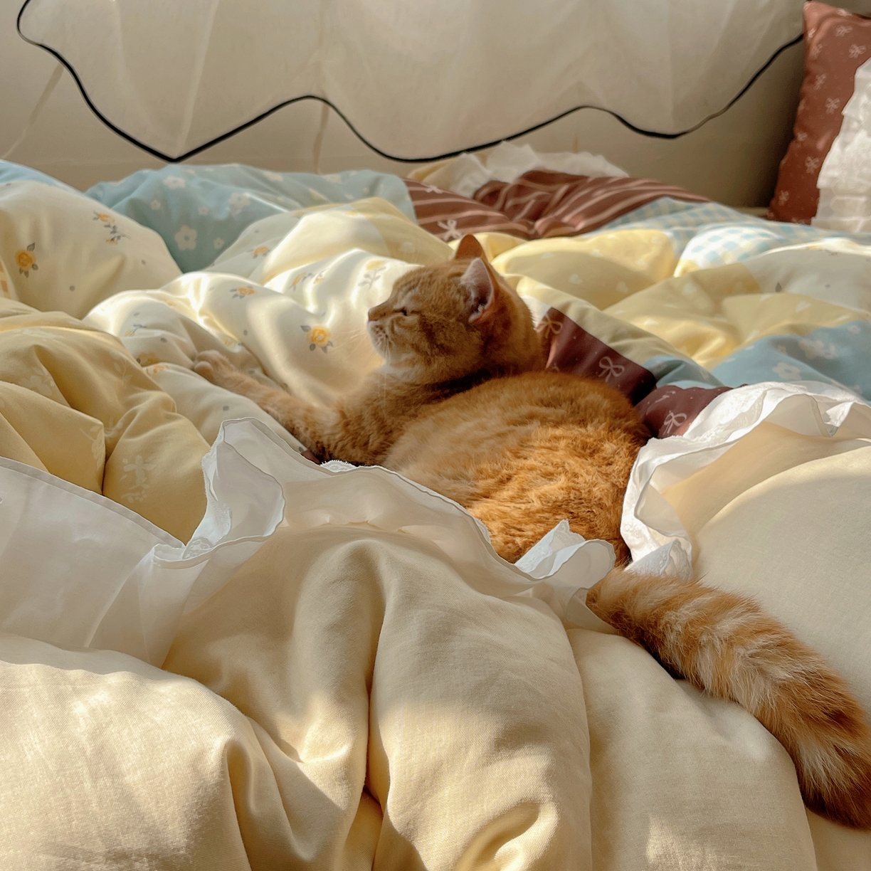 91家纺网 家纺一手货源 找家纺 觅糖家纺 2026新款全棉纯棉双层纱梦幻花边系列四件套（会员-5） 迷雾森林