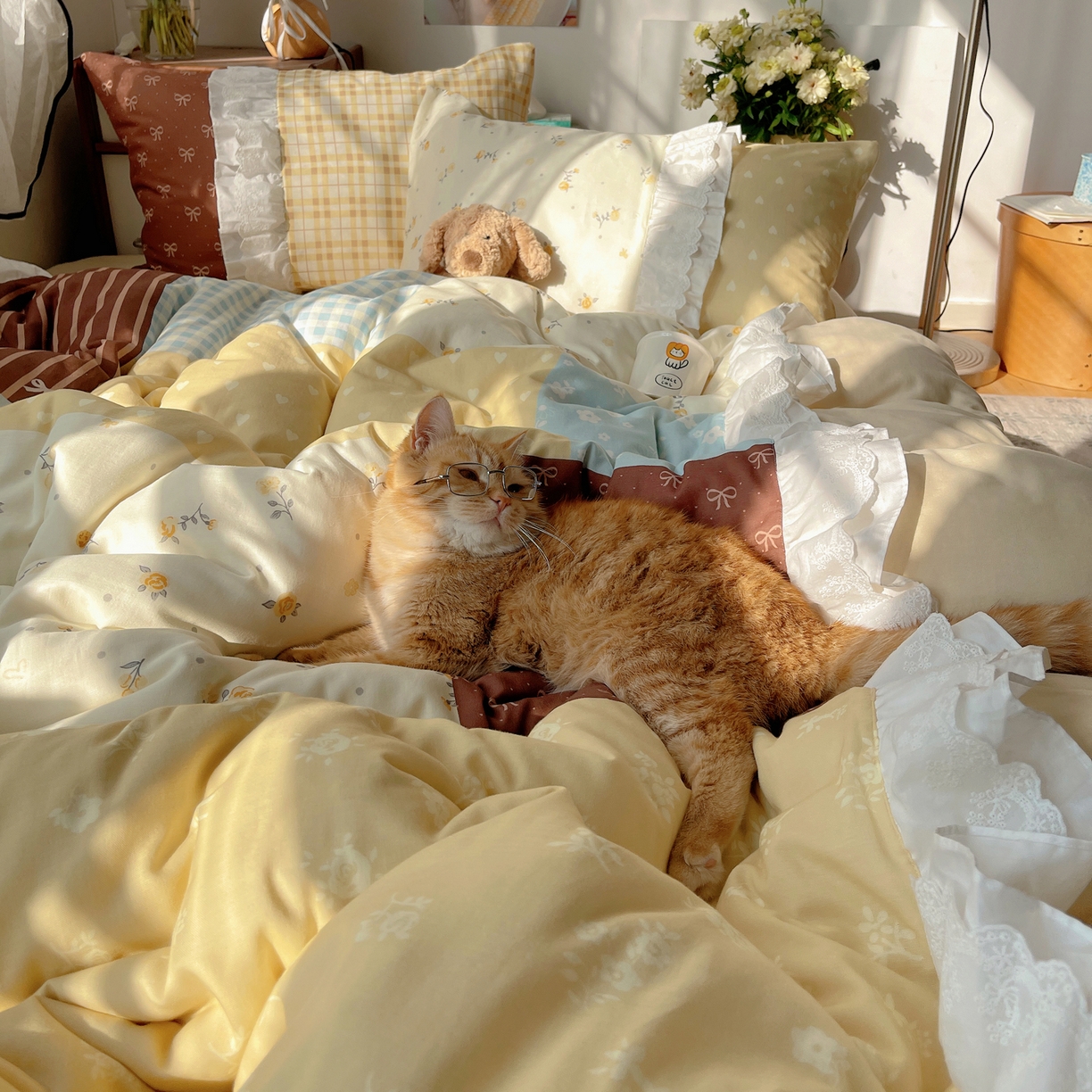 91家纺网 家纺一手货源 找家纺 觅糖家纺 2026新款全棉纯棉双层纱梦幻花边系列四件套（会员-5） 迷雾森林