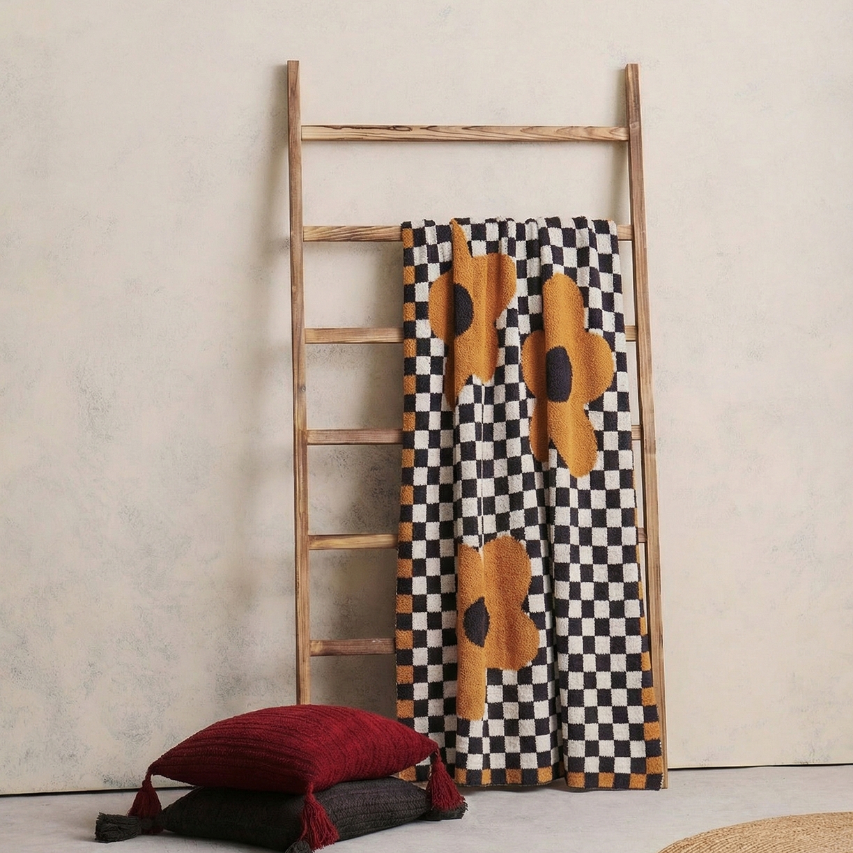 91家纺网 家纺一手货源 找家纺 （总）暖绵绵家纺 2026新款半边绒软糯棋盘花镜盖毯-艾莎