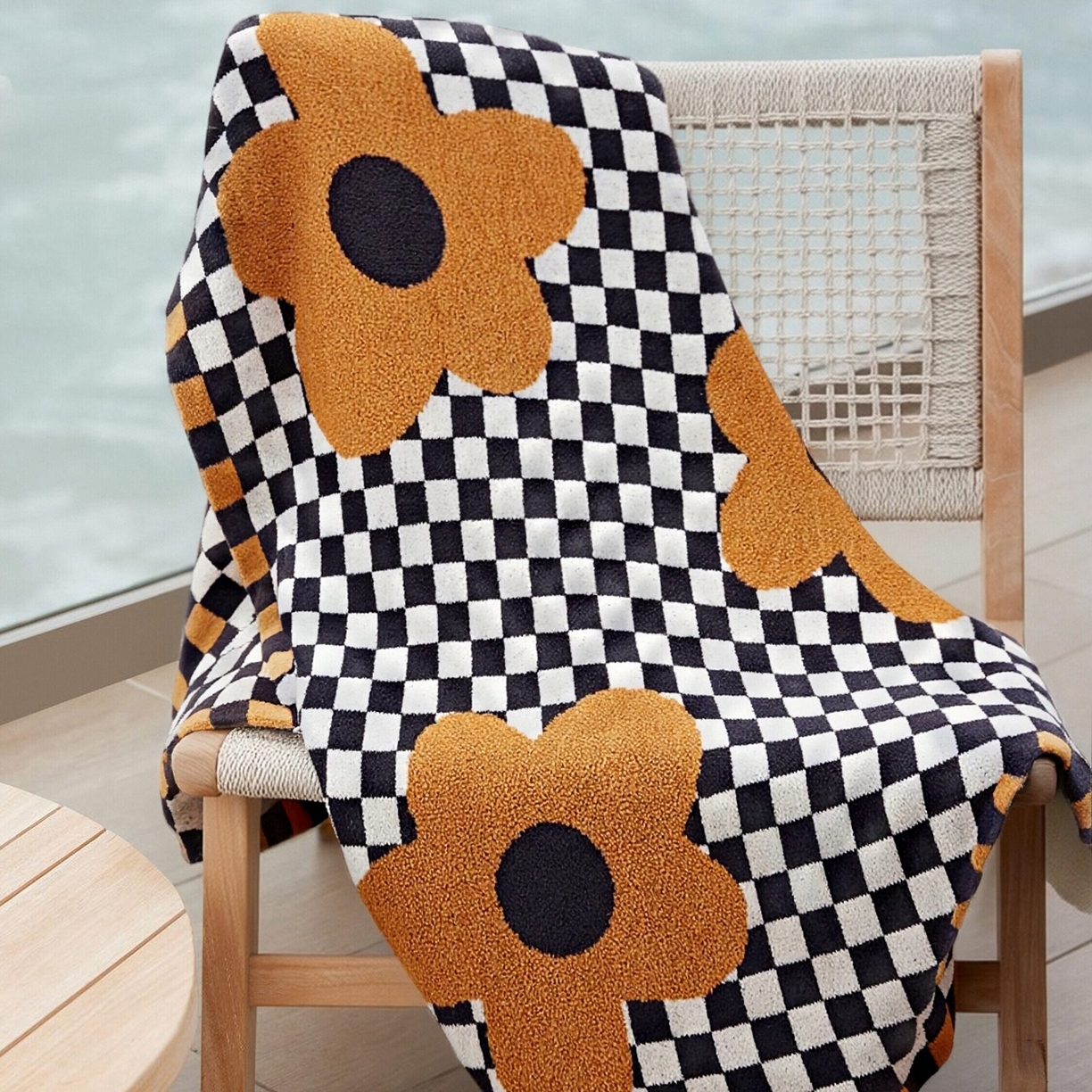 91家纺网 家纺一手货源 找家纺 暖绵绵家纺 2026新款半边绒软糯棋盘花镜盖毯-艾莎 艾莎-黄色