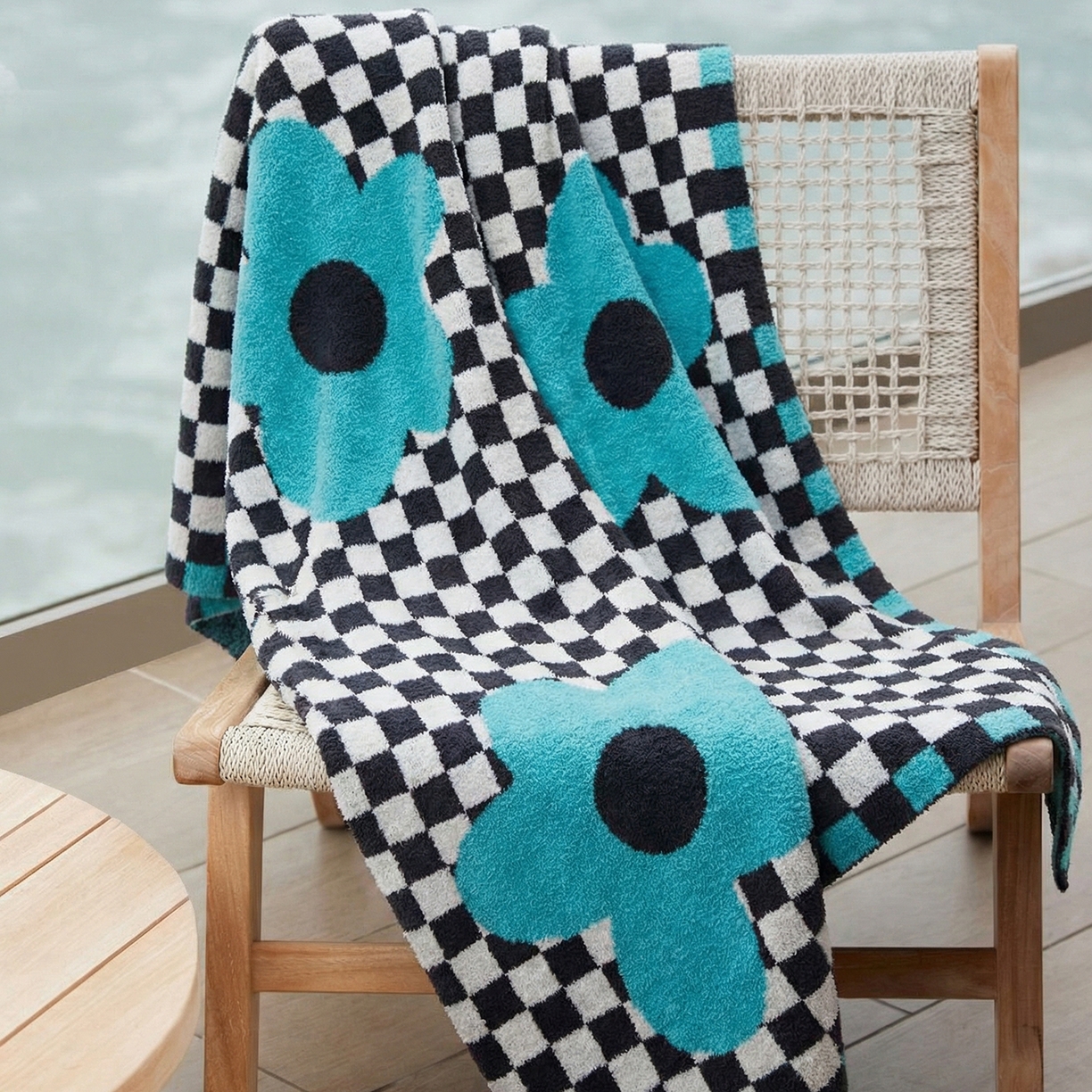 91家纺网 家纺一手货源 找家纺 暖绵绵家纺 2026新款半边绒软糯棋盘花镜盖毯-艾莎 艾莎-绿色