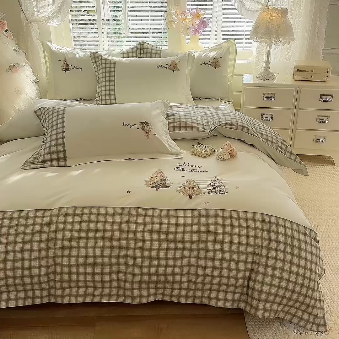 91家纺网 家纺一手货源 找家纺 （总）艾唯希家纺 2026新款优质全棉纯棉工艺刺绣四件套幸运树