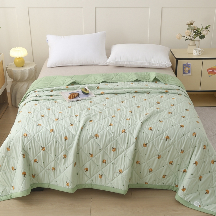 91家纺网 家纺一手货源 找家纺 被多多被业 2026新款水洗棉印花夏被空调被夏凉被 蘑菇花园