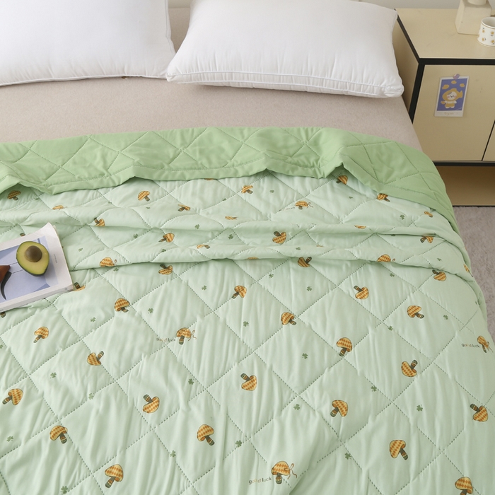 91家纺网 家纺一手货源 找家纺 被多多被业 2026新款水洗棉印花夏被空调被夏凉被 蘑菇花园