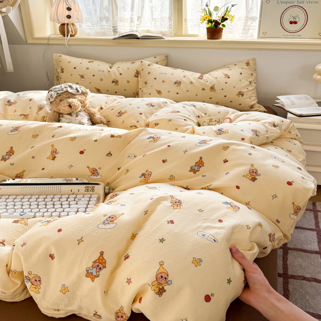 91家纺网 家纺一手货源 找家纺 （总）红淳家纺 2026新款全棉A类双层纱四件套