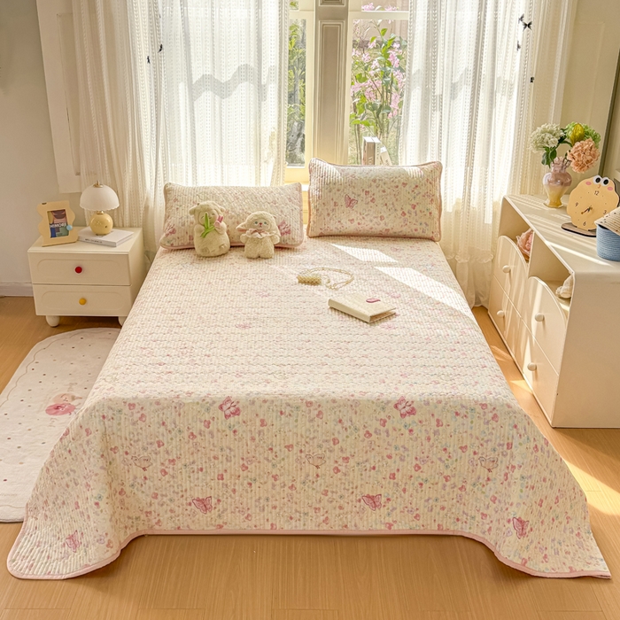 91家纺网 家纺一手货源 找家纺 （总）2026新款云感双层纱印花夹棉床盖