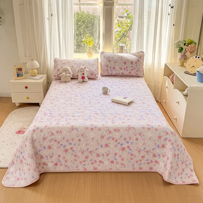 91家纺网 家纺一手货源 找家纺 （总）2026新款云感双层纱印花夹棉床盖