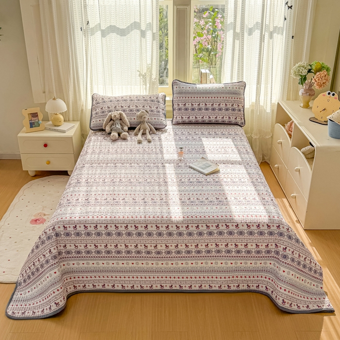 91家纺网 家纺一手货源 找家纺 （总）2026新款云感双层纱印花夹棉床盖