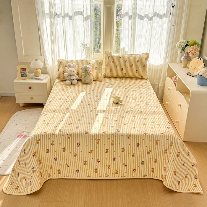 91家纺网 家纺一手货源 找家纺 （总）2026新款云感双层纱印花夹棉床盖