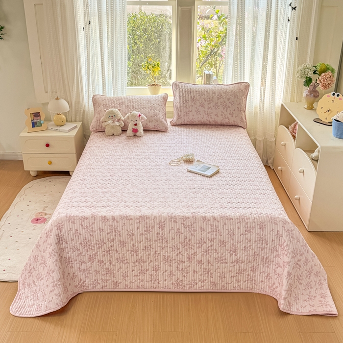 91家纺网 家纺一手货源 找家纺 （总）2026新款云感双层纱印花夹棉床盖