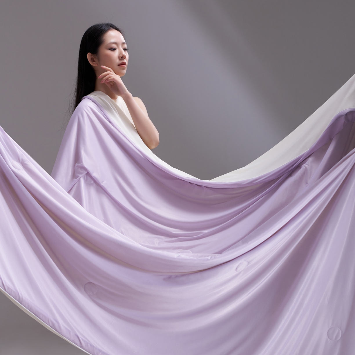 91家纺网 家纺一手货源 找家纺 佳轩家纺 2026新款超柔凉感丝夏被夏凉被空调被 浅紫-米黄