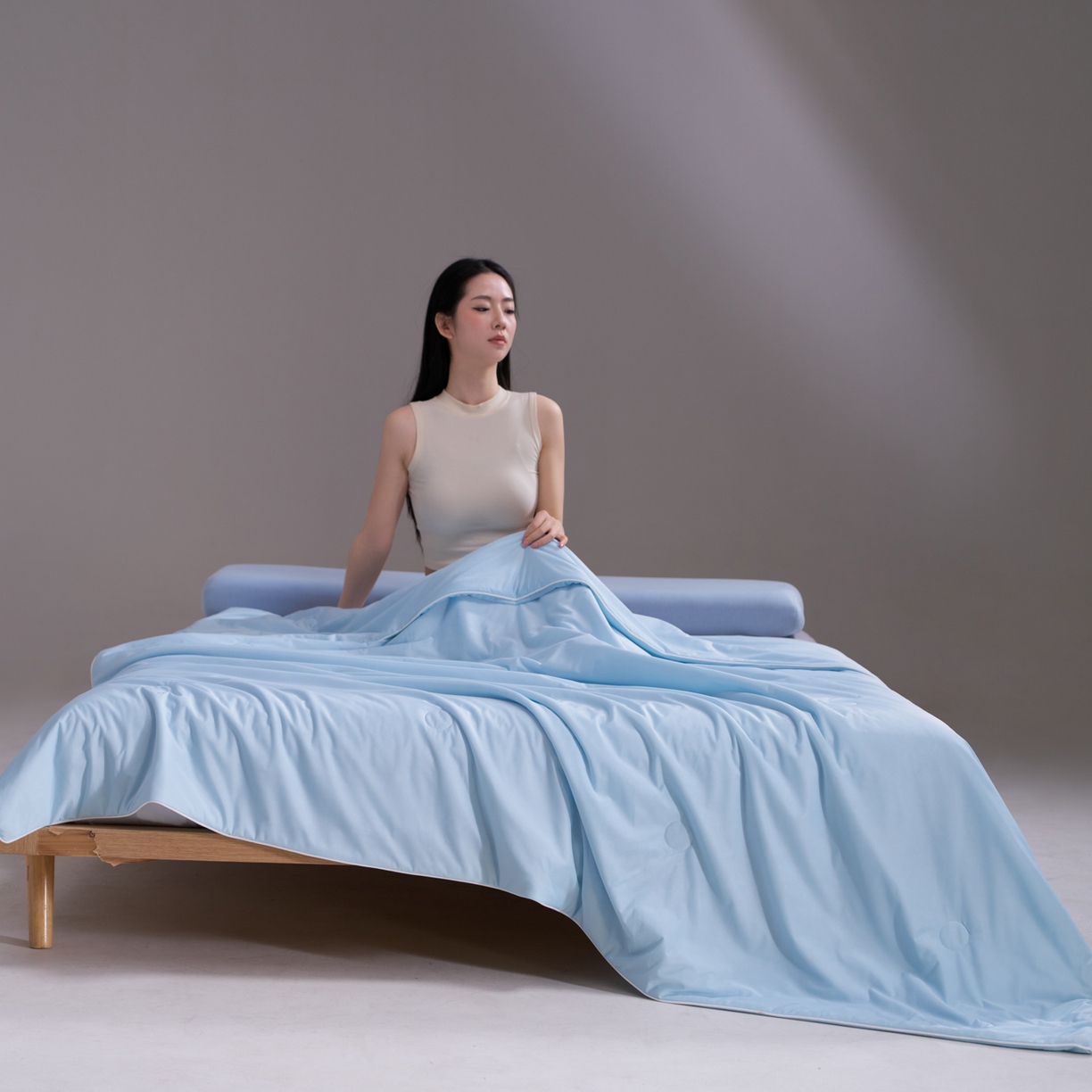 91家纺网 家纺一手货源 找家纺 佳轩家纺 2026新款超柔凉感丝夏被夏凉被空调被 天空蓝