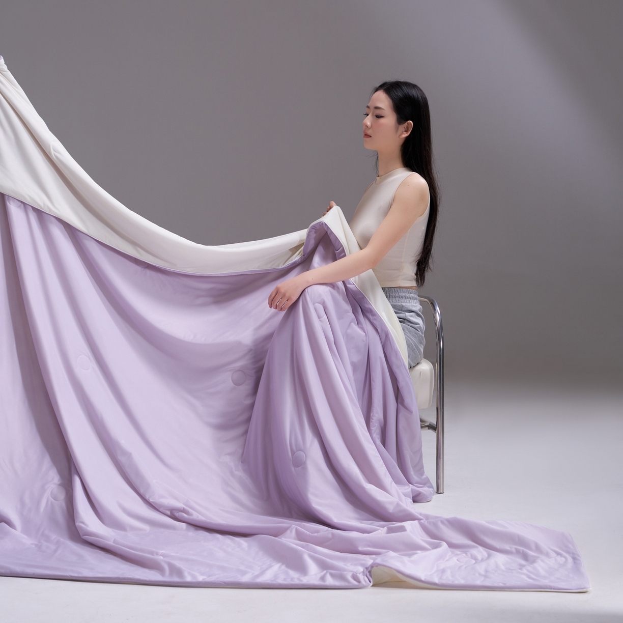 91家纺网 家纺一手货源 找家纺 佳轩家纺 2026新款超柔凉感丝夏被夏凉被空调被 浅紫-米黄