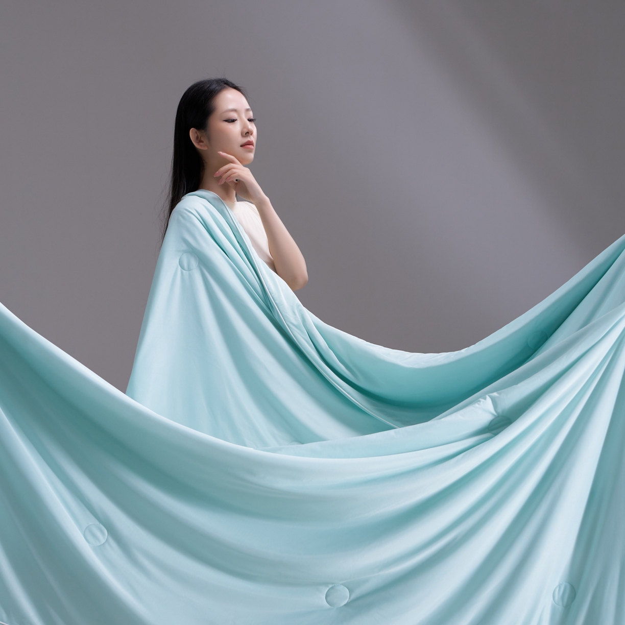 91家纺网 家纺一手货源 找家纺 佳轩家纺 2026新款超柔凉感丝夏被夏凉被空调被 清透水绿