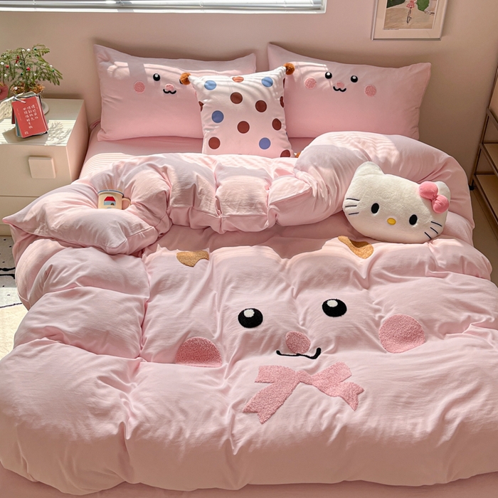 91家纺网 家纺一手货源 找家纺 （总）沐珩家纺 2026新款水洗棉毛巾绣系列四件套