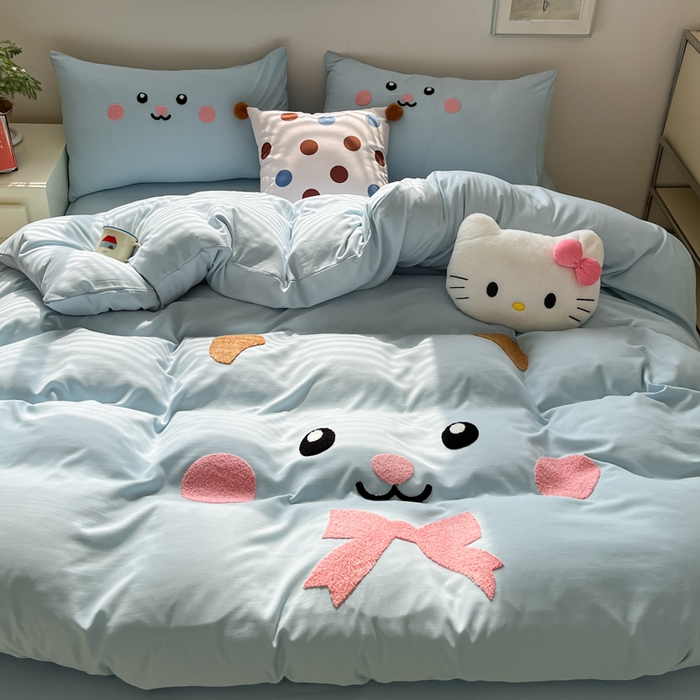 91家纺网 家纺一手货源 找家纺 （总）沐珩家纺 2026新款水洗棉毛巾绣系列四件套