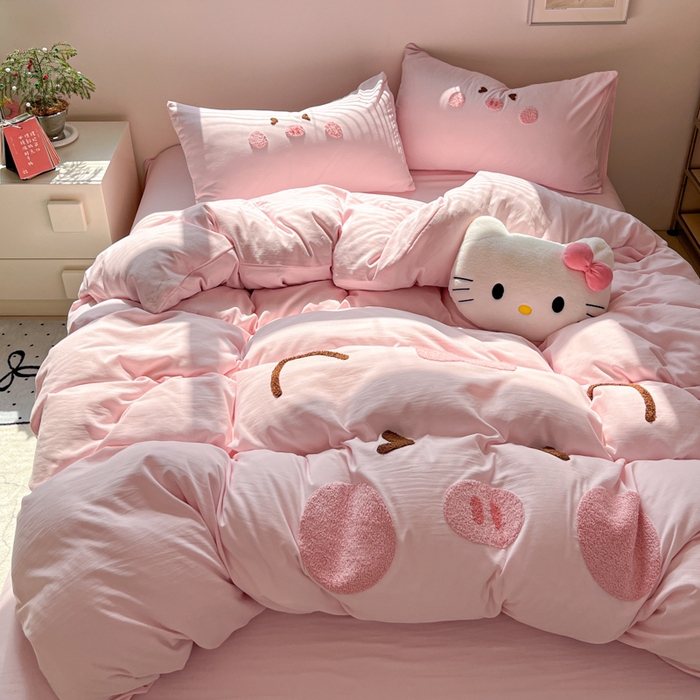 91家纺网 家纺一手货源 找家纺 （总）沐珩家纺 2026新款水洗棉毛巾绣系列四件套