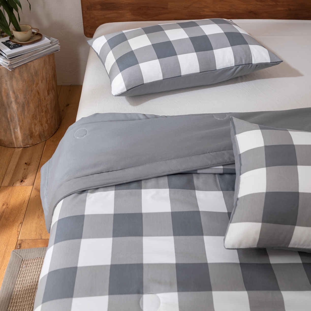 91家纺网 家纺一手货源 找家纺 佳轩家纺 2026新款色织水洗棉棉花夏被夏凉被空调被 灰中格