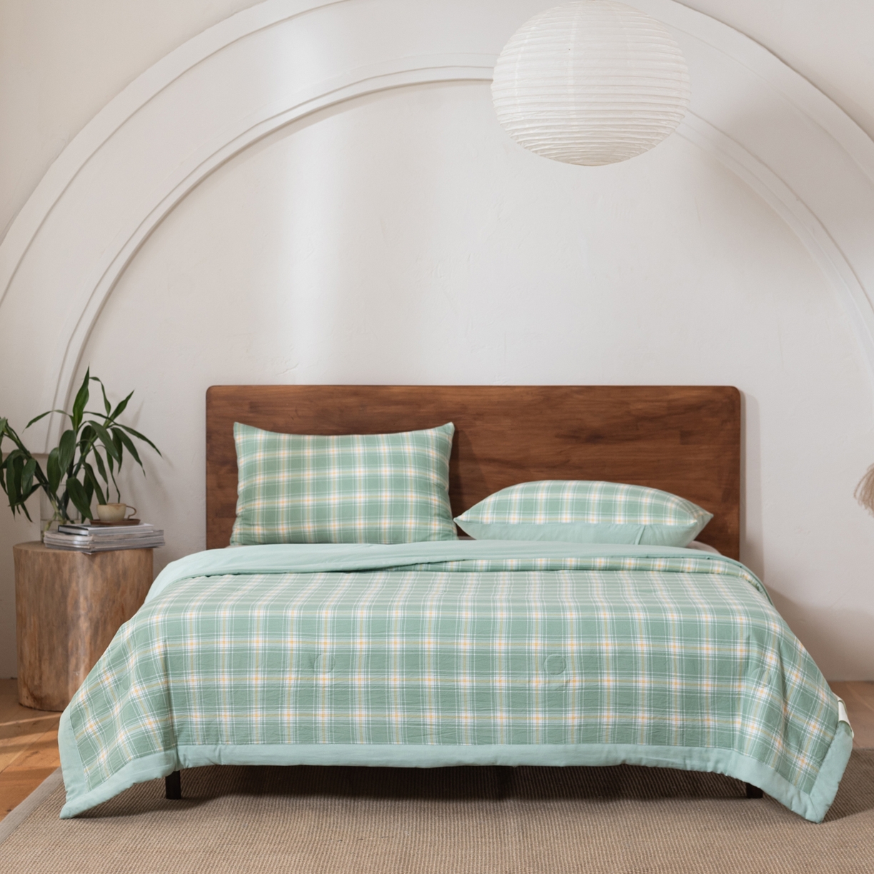 91家纺网 家纺一手货源 找家纺 佳轩家纺 2026新款色织水洗棉棉花夏被夏凉被空调被 彩绿格