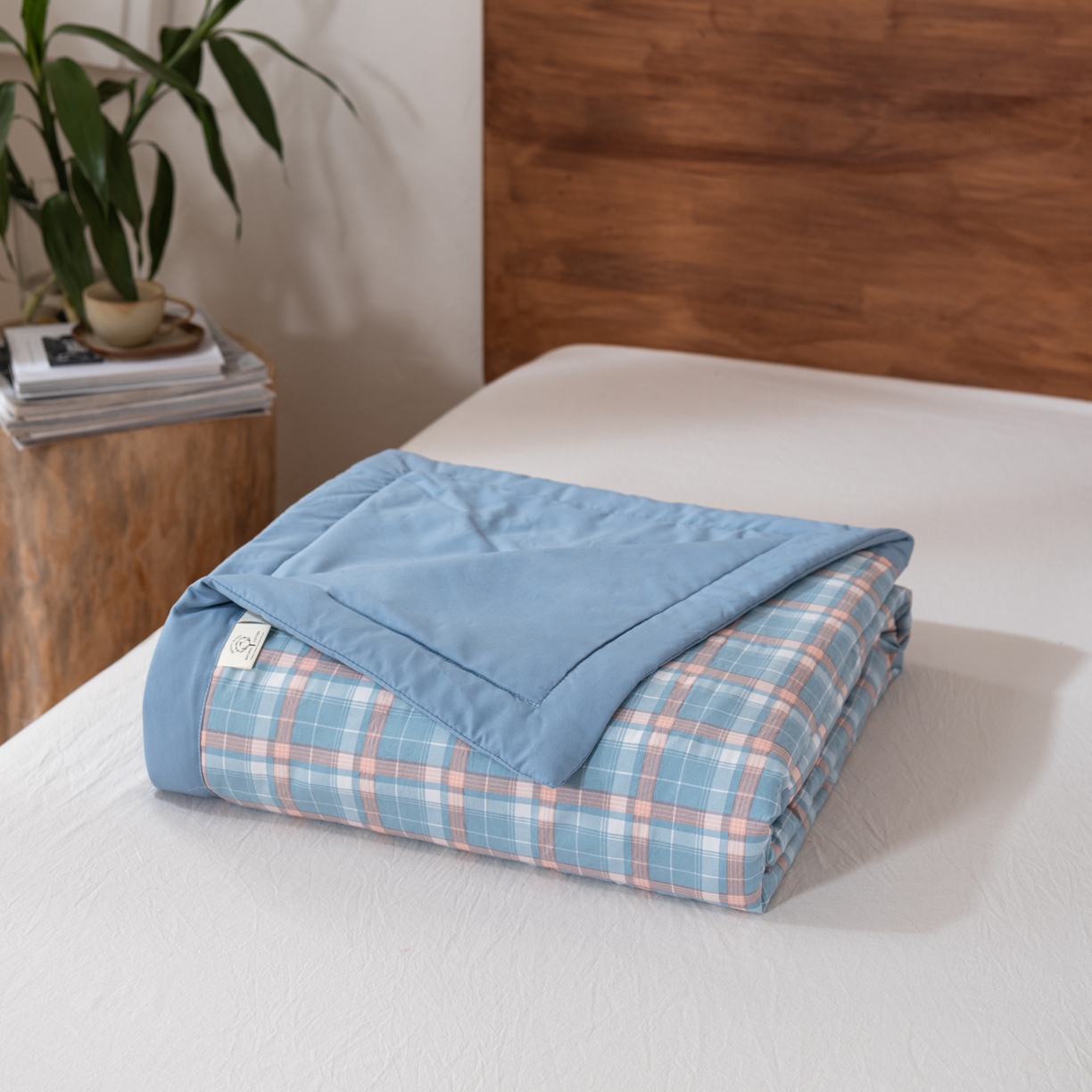 佳轩家纺 2026新款色织水洗棉棉花夏被夏凉被空调被 格韵蓝
