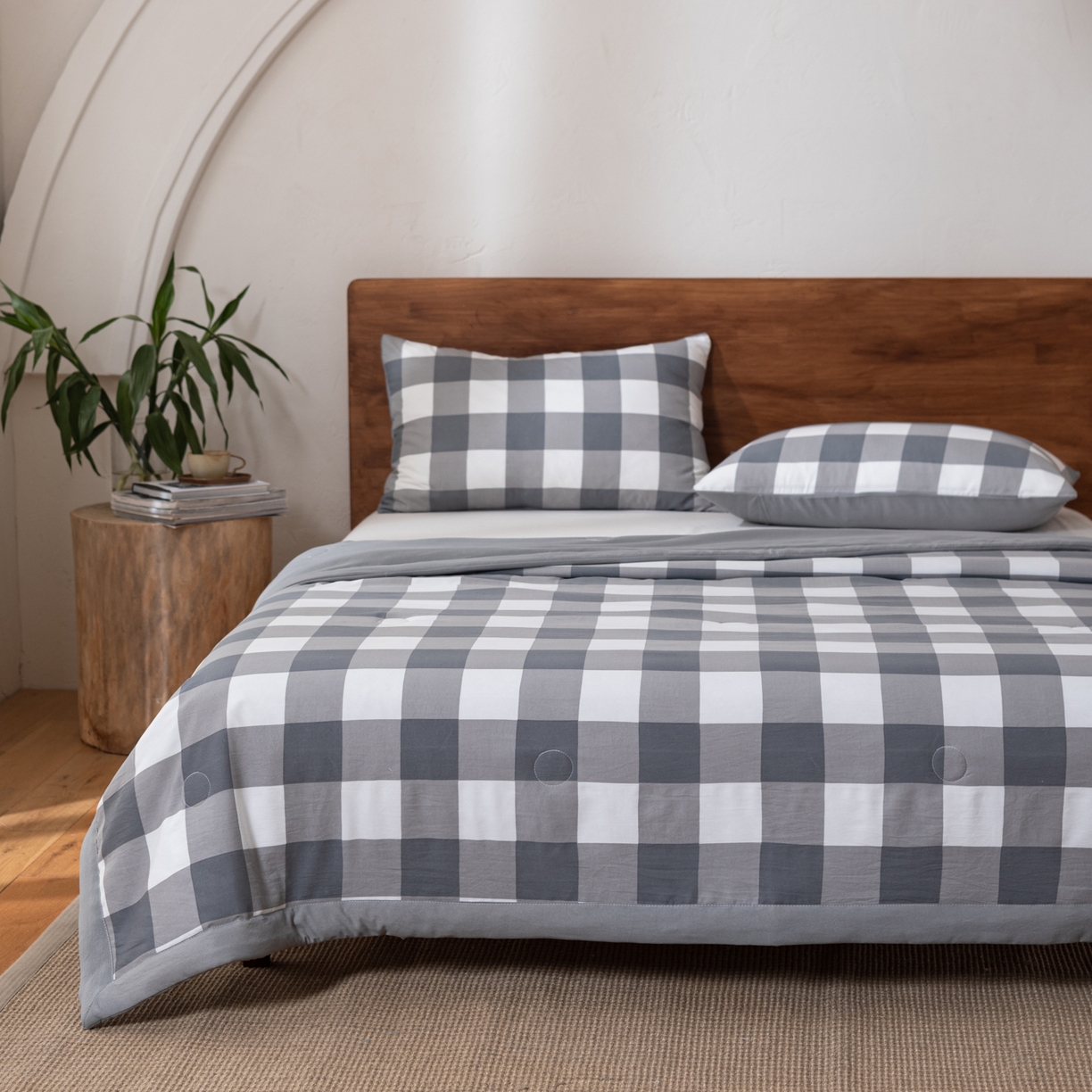 91家纺网 家纺一手货源 找家纺 佳轩家纺 2026新款色织水洗棉棉花夏被夏凉被空调被 灰中格