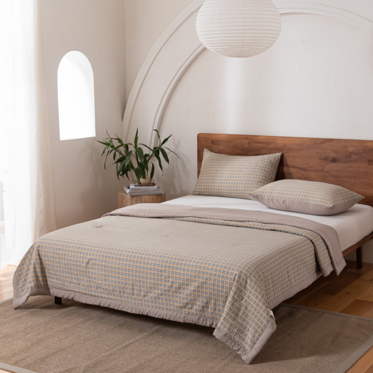 91家纺网 家纺一手货源 找家纺 佳轩家纺 2026新款色织水洗棉棉花夏被夏凉被空调被 巴保格咖