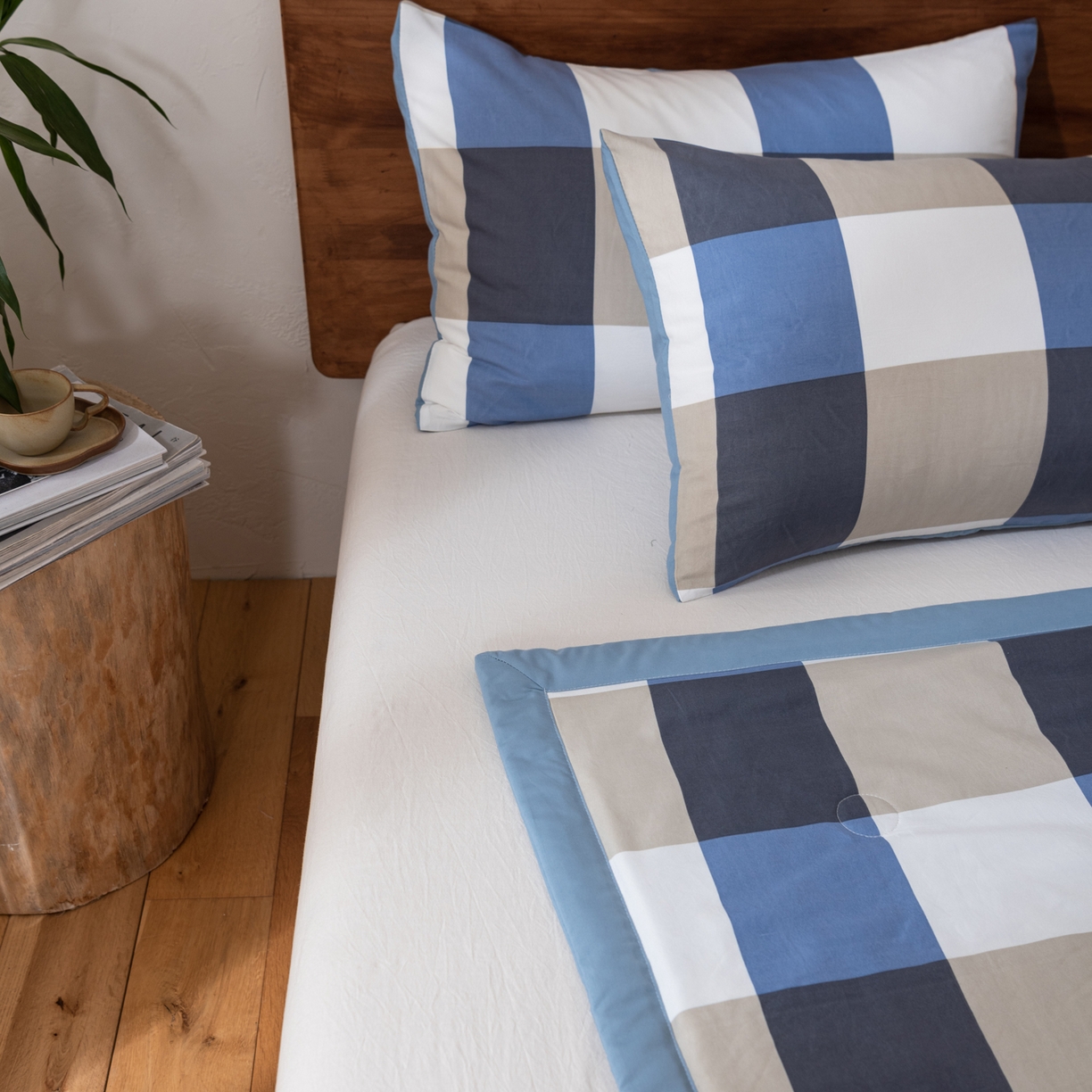 91家纺网 家纺一手货源 找家纺 佳轩家纺 2026新款色织水洗棉棉花夏被夏凉被空调被 蓝大格