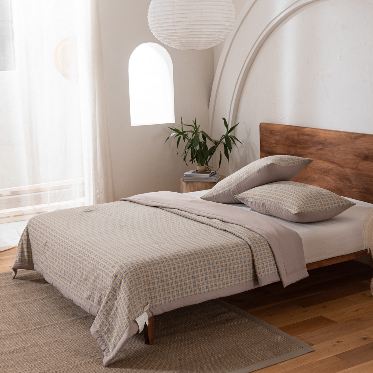 91家纺网 家纺一手货源 找家纺 佳轩家纺 2026新款色织水洗棉棉花夏被夏凉被空调被 巴保格咖