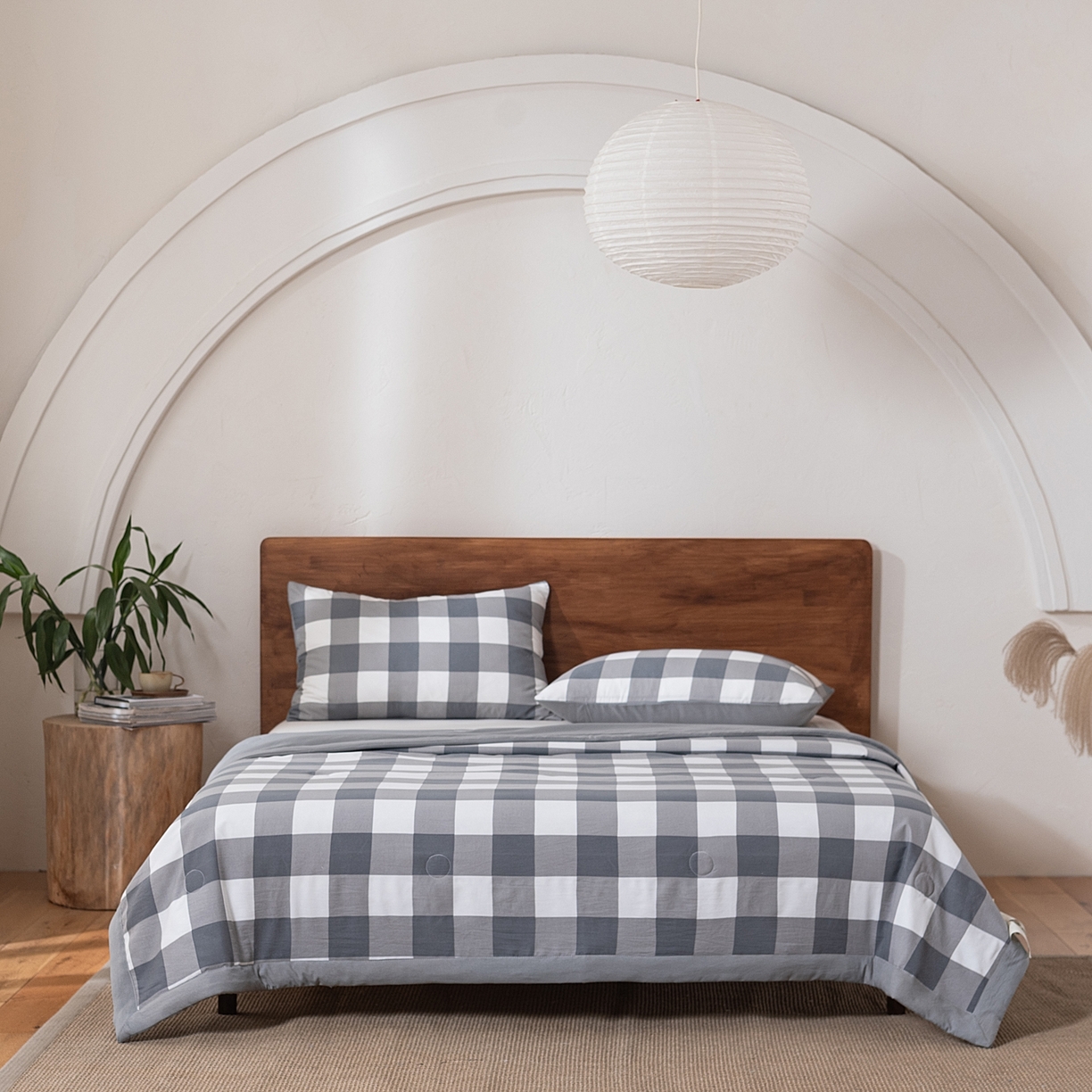 91家纺网 家纺一手货源 找家纺 佳轩家纺 2026新款色织水洗棉棉花夏被夏凉被空调被 灰中格