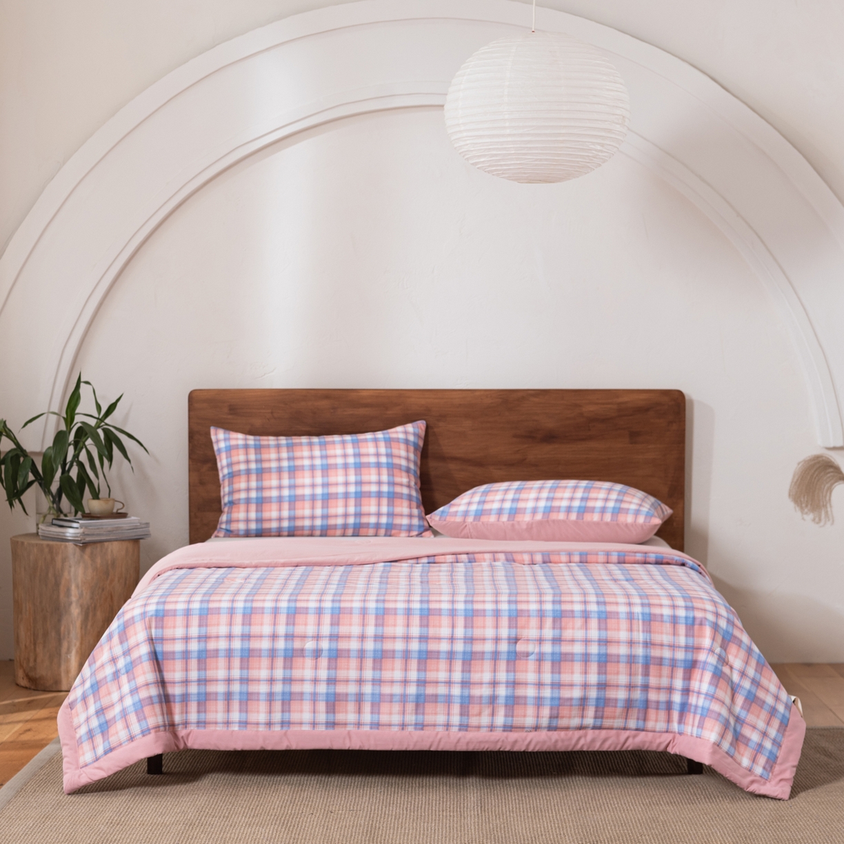 91家纺网 家纺一手货源 找家纺 佳轩家纺 2026新款色织水洗棉棉花夏被夏凉被空调被 清新格玉