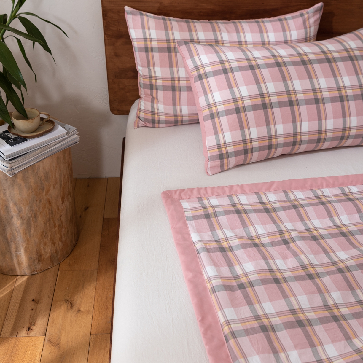 91家纺网 家纺一手货源 找家纺 佳轩家纺 2026新款色织水洗棉棉花夏被夏凉被空调被 简兮粉