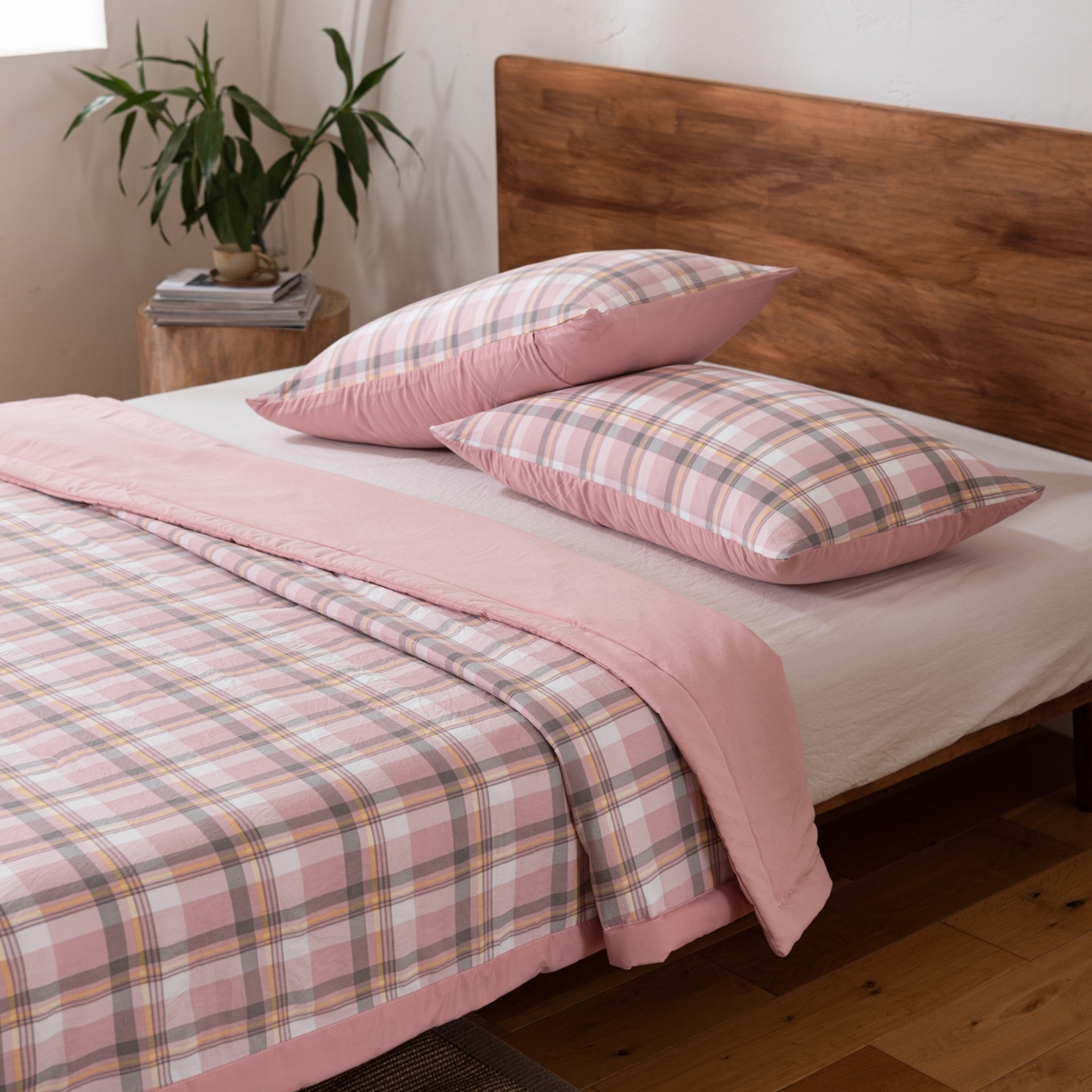 91家纺网 家纺一手货源 找家纺 佳轩家纺 2026新款色织水洗棉棉花夏被夏凉被空调被 简兮粉