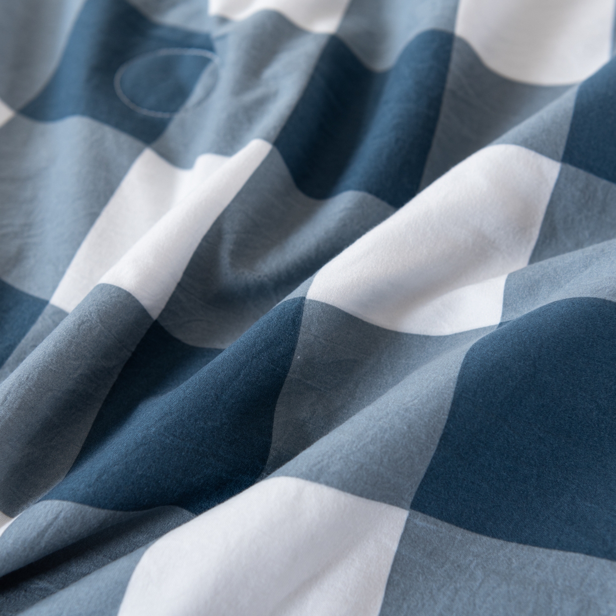 91家纺网 家纺一手货源 找家纺 佳轩家纺 2026新款色织水洗棉棉花夏被夏凉被空调被 蓝中格