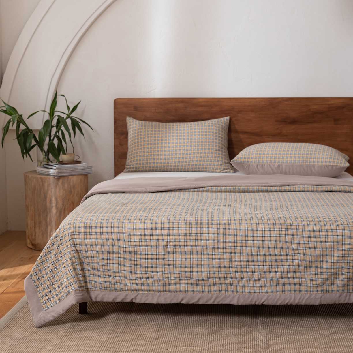 91家纺网 家纺一手货源 找家纺 佳轩家纺 2026新款色织水洗棉棉花夏被夏凉被空调被 巴保格咖