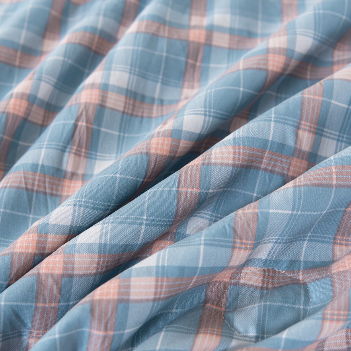 91家纺网 家纺一手货源 找家纺 佳轩家纺 2026新款色织水洗棉棉花夏被夏凉被空调被 格韵蓝