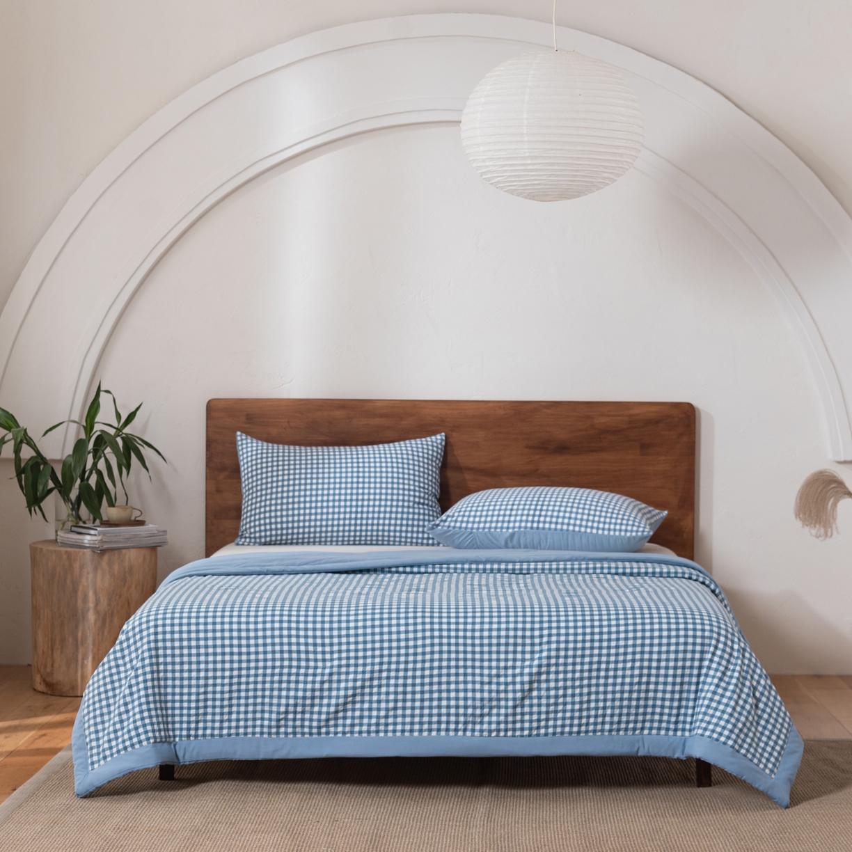 91家纺网 家纺一手货源 找家纺 佳轩家纺 2026新款色织水洗棉棉花夏被夏凉被空调被 蓝小格