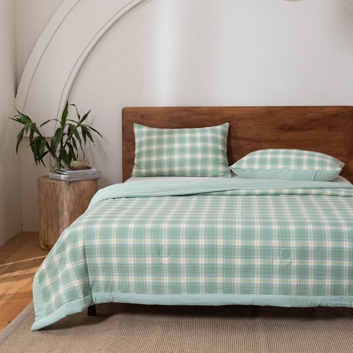 91家纺网 家纺一手货源 找家纺 佳轩家纺 2026新款色织水洗棉棉花夏被夏凉被空调被 彩绿格