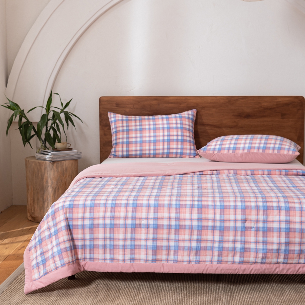 91家纺网 家纺一手货源 找家纺 佳轩家纺 2026新款色织水洗棉棉花夏被夏凉被空调被 清新格玉