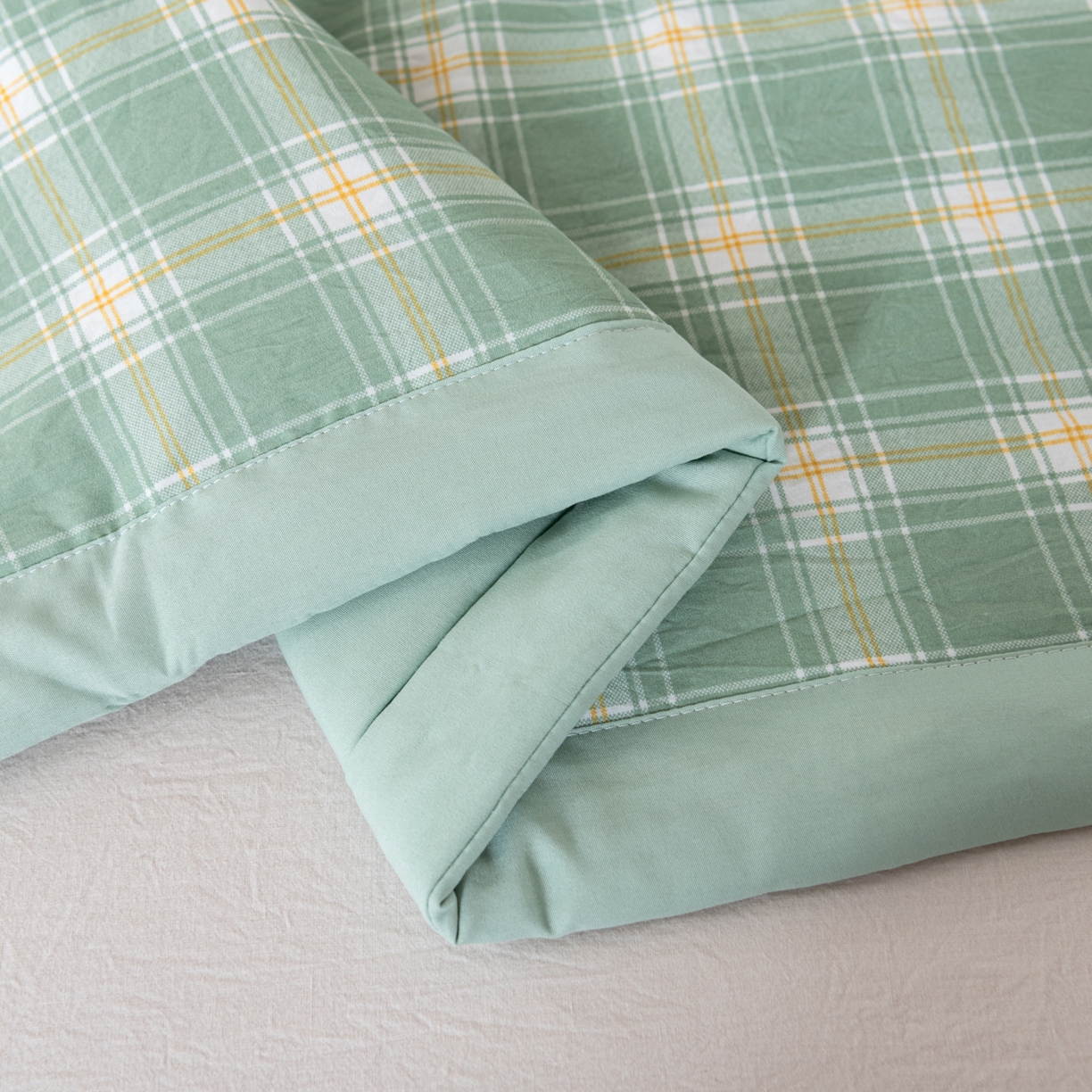 91家纺网 家纺一手货源 找家纺 佳轩家纺 2026新款色织水洗棉棉花夏被夏凉被空调被 彩绿格