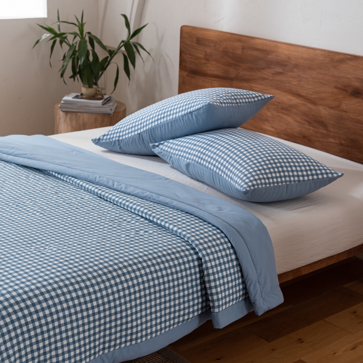 91家纺网 家纺一手货源 找家纺 佳轩家纺 2026新款色织水洗棉棉花夏被夏凉被空调被 蓝小格