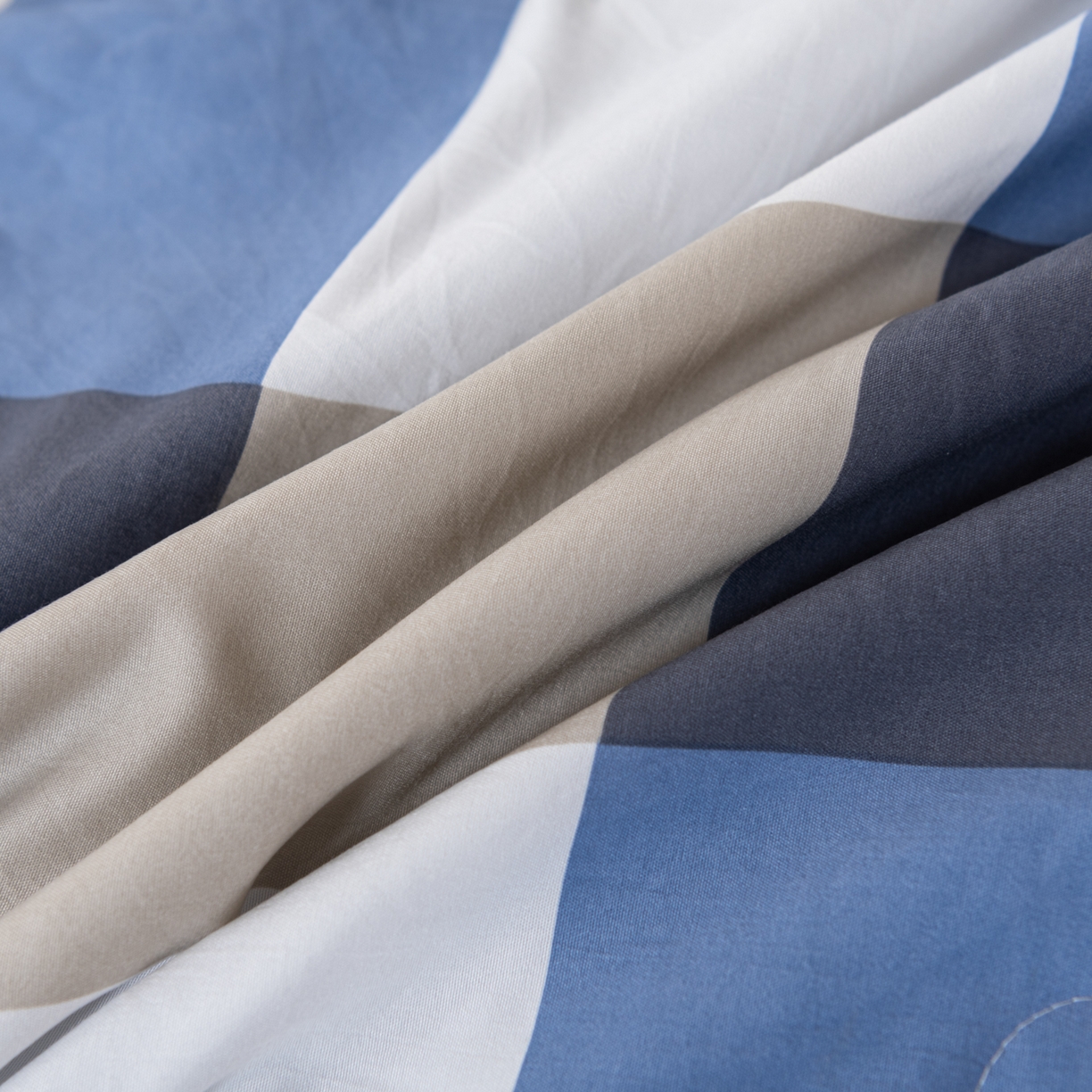 91家纺网 家纺一手货源 找家纺 佳轩家纺 2026新款色织水洗棉棉花夏被夏凉被空调被 蓝大格