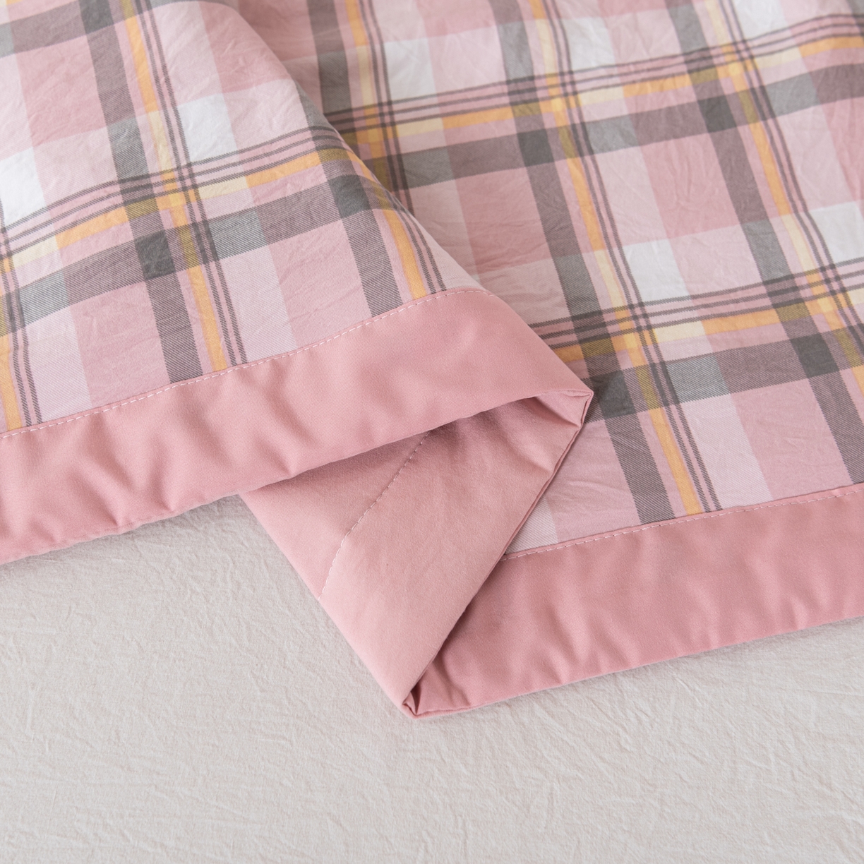 91家纺网 家纺一手货源 找家纺 佳轩家纺 2026新款色织水洗棉棉花夏被夏凉被空调被 简兮粉