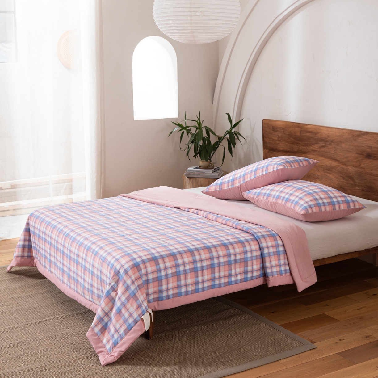 91家纺网 家纺一手货源 找家纺 佳轩家纺 2026新款色织水洗棉棉花夏被夏凉被空调被 清新格玉